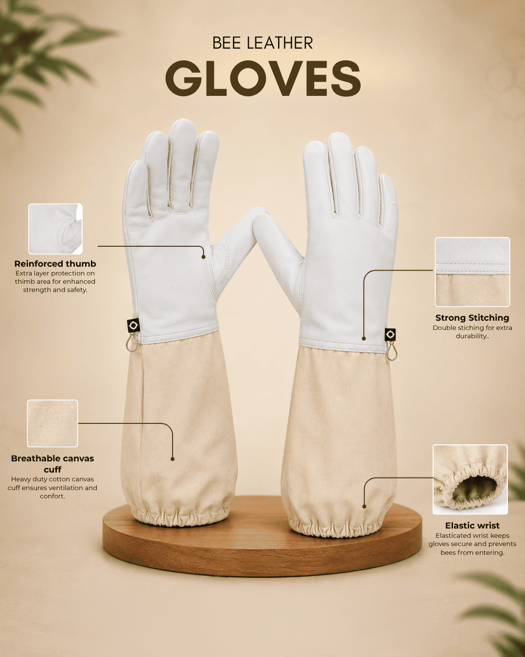 Leather Beekeeping Gloves - Image 3